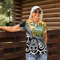 New Zealand Australia Rugby Custom Women Polo Shirt Wallabies Aboriginal All Black Maori Tiki Together LT14 - Polynesian Pride