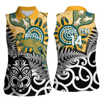 New Zealand Australia Rugby Custom Women Sleeveless Polo Shirt Wallabies Aboriginal All Black Maori Tiki Together LT14 - Polynesian Pride