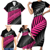 New Zealand Silver Fern Rugby Custom Family Matching Short Sleeve Bodycon Dress and Hawaiian Shirt 2025 All Black Go Champions LT14 - Polynesian Pride