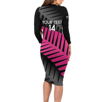 New Zealand Silver Fern Rugby Custom Long Sleeve Bodycon Dress 2025 All Black Go Champions LT14 - Polynesian Pride