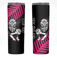 New Zealand Silver Fern Rugby Custom Skinny Tumbler 2025 All Black Go Champions LT14 Black - Polynesian Pride