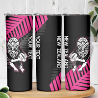 New Zealand Silver Fern Rugby Custom Skinny Tumbler 2025 All Black Go Champions LT14 - Polynesian Pride