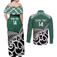 New Zealand South Africa Rugby Custom Couples Matching Off Shoulder Maxi Dress and Long Sleeve Button Shirt Springboks Kente All Black Maori Together - Polynesian Pride