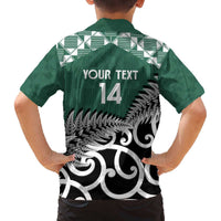 New Zealand South Africa Rugby Custom Family Matching Off The Shoulder Long Sleeve Dress and Hawaiian Shirt Springboks Kente All Black Maori Together LT14 - Polynesian Pride