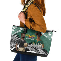 New Zealand South Africa Rugby Leather Tote Bag Springboks Kente All Black Maori Together LT14 Green - Polynesian Pride