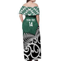 New Zealand South Africa Rugby Custom Off Shoulder Maxi Dress Springboks Kente All Black Maori Together - Polynesian Pride