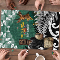 New Zealand South Africa Rugby Puzzle Springboks Kente All Black Maori Together - Polynesian Pride