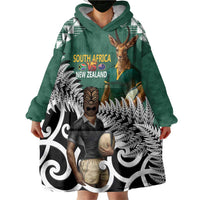 New Zealand South Africa Rugby Custom Wearable Blanket Hoodie Springboks Kente All Black Maori Together LT14 - Polynesian Pride