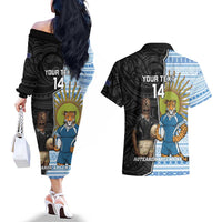New Zealand Argentina Rugby Custom Couples Matching Off The Shoulder Long Sleeve Dress and Hawaiian Shirt 2025 Los Pumas All Black Together LT14 - Polynesian Pride