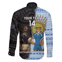 New Zealand Argentina Rugby Custom Family Matching Off The Shoulder Long Sleeve Dress and Hawaiian Shirt 2025 Los Pumas All Black Together LT14 - Polynesian Pride