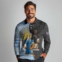 New Zealand Argentina Rugby Custom Long Sleeve Polo Shirt 2025 Los Pumas All Black Together LT14 - Polynesian Pride