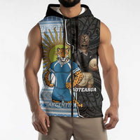 New Zealand Argentina Rugby Custom Sleeveless Zip Hoodie 2025 Los Pumas All Black Together LT14 - Polynesian Pride
