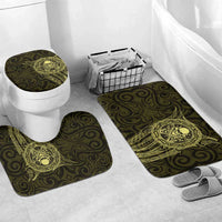 New Zealand Skull Darts Bathroom Set Aotearoa Maori Chest Tattoo Stylized Gold - Polynesian Pride
