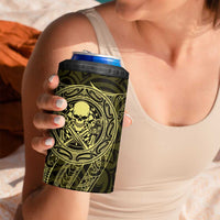 New Zealand Skull Darts 4 in 1 Can Cooler Tumbler Aotearoa Maori Chest Tattoo Stylized Gold LT14 - Polynesian Pride