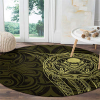 New Zealand Skull Darts Round Carpet Aotearoa Maori Chest Tattoo Stylized Gold - Polynesian Pride