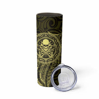 New Zealand Skull Darts Skinny Tumbler Aotearoa Maori Chest Tattoo Stylized Gold LT14 - Polynesian Pride