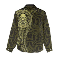 New Zealand Skull Darts Women Casual Shirt Aotearoa Maori Chest Tattoo Stylized Gold LT14 - Polynesian Pride