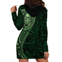 New Zealand Skull Darts Hoodie Dress Aotearoa Maori Chest Tattoo Stylized Green LT14 - Polynesian Pride