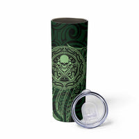 New Zealand Skull Darts Skinny Tumbler Aotearoa Maori Chest Tattoo Stylized Green LT14 - Polynesian Pride