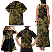 New Zealand Darts Family Matching Tank Maxi Dress and Hawaiian Shirt Skull In Dart We Trust Maori Pattern LT14 - Polynesian Pride