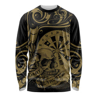 New Zealand Darts Long Sleeve Shirt Skull In Dart We Trust Maori Pattern - Polynesian Pride