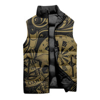 New Zealand Darts Sleeveless Puffer Jacket Skull In Dart We Trust Maori Pattern LT14 - Polynesian Pride