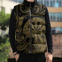 New Zealand Darts Sleeveless Puffer Jacket Skull In Dart We Trust Maori Pattern LT14 - Polynesian Pride