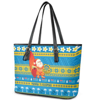 Tuvalu Christmas Leather Tote Bag Cute Santa Manuia te Kilisimasi LT14 - Polynesian Pride