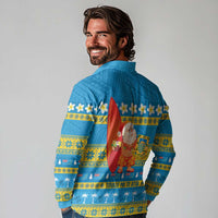 Tuvalu Christmas Long Sleeve Polo Shirt Cute Santa Manuia te Kilisimasi - Polynesian Pride