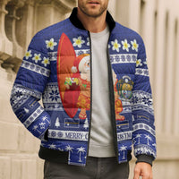 Nauru Christmas Bomber Puffer Jacket Cute Santa Coat Of Arms Merry Xmas LT14 - Polynesian Pride
