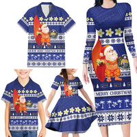 Nauru Christmas Family Matching Long Sleeve Bodycon Dress and Hawaiian Shirt Cute Santa Coat Of Arms Merry Xmas LT14 - Polynesian Pride
