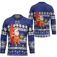 Nauru Christmas Hockey Jersey Cute Santa Coat Of Arms Merry Xmas - Polynesian Pride