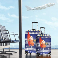 Nauru Christmas Luggage Cover Cute Santa Coat Of Arms Merry Xmas - Polynesian Pride