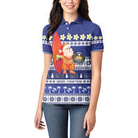 Nauru Christmas Women Polo Shirt Cute Santa Coat Of Arms Merry Xmas LT14 - Polynesian Pride