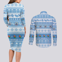 FSM Christmas Couples Matching Long Sleeve Bodycon Dress and Long Sleeve Button Shirt Merry Xmas Federated States of Micronesia LT14 - Polynesian Pride