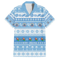 FSM Christmas Family Matching Tank Maxi Dress and Hawaiian Shirt Merry Xmas Federated States of Micronesia LT14 Dad's Shirt - Short Sleeve Blue - Polynesian Pride