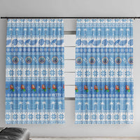 FSM Christmas Window Curtain Merry Xmas Federated States of Micronesia LT14 With Hooks Blue - Polynesian Pride