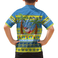 Palau Christmas Family Matching Off The Shoulder Long Sleeve Dress and Hawaiian Shirt Chilling Santa Ungil Kurismas LT14 - Polynesian Pride