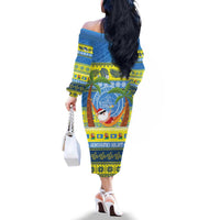 Palau Christmas Family Matching Off The Shoulder Long Sleeve Dress and Hawaiian Shirt Chilling Santa Ungil Kurismas LT14 - Polynesian Pride