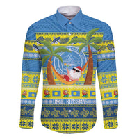 Palau Christmas Family Matching Short Sleeve Bodycon Dress and Hawaiian Shirt Chilling Santa Ungil Kurismas LT14 Dad's Shirt - Long Sleeve Yellow - Polynesian Pride