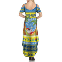Palau Christmas Family Matching Summer Maxi Dress and Hawaiian Shirt Chilling Santa Ungil Kurismas LT14 - Polynesian Pride