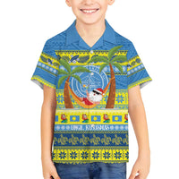 Palau Christmas Family Matching Summer Maxi Dress and Hawaiian Shirt Chilling Santa Ungil Kurismas LT14 Son's Shirt Yellow - Polynesian Pride