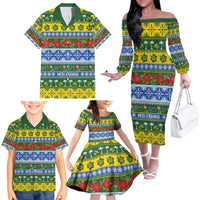 Solomon Islands Christmas Family Matching Off The Shoulder Long Sleeve Dress and Hawaiian Shirt The Solomons Melanesian Meri Krismas LT14 - Polynesian Pride
