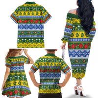 Solomon Islands Christmas Family Matching Off The Shoulder Long Sleeve Dress and Hawaiian Shirt The Solomons Melanesian Meri Krismas LT14 - Polynesian Pride