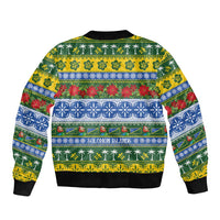 Solomon Islands Christmas Sleeve Zip Bomber Jacket The Solomons Melanesian Meri Krismas LT14 - Polynesian Pride