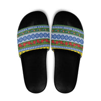 Solomon Islands Christmas Slide Sandals The Solomons Melanesian Meri Krismas LT14 Green - Polynesian Pride