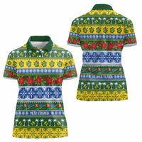 Solomon Islands Christmas Women Polo Shirt The Solomons Melanesian Meri Krismas - Polynesian Pride