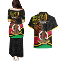 Personalised Vanuatu Unity Day Couples Matching Puletasi Dress and Hawaiian Shirt 29 November Coat Of Arms With Flag Style LT14 - Polynesian Pride