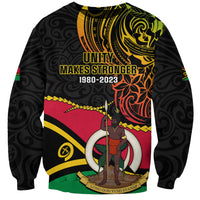 Personalised Vanuatu Unity Day Sweatshirt 29 November Coat Of Arms With Flag Style LT14 Unisex Black - Polynesian Pride