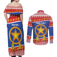 Personalized The Philippines Christmas Couples Matching Off Shoulder Maxi Dress and Long Sleeve Button Shirt Pilipinas Parol - Maligayang Pasko! LT14 - Polynesian Pride